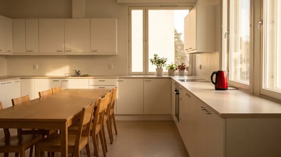 Gemeenschappelijke keuken in een woonlocatie